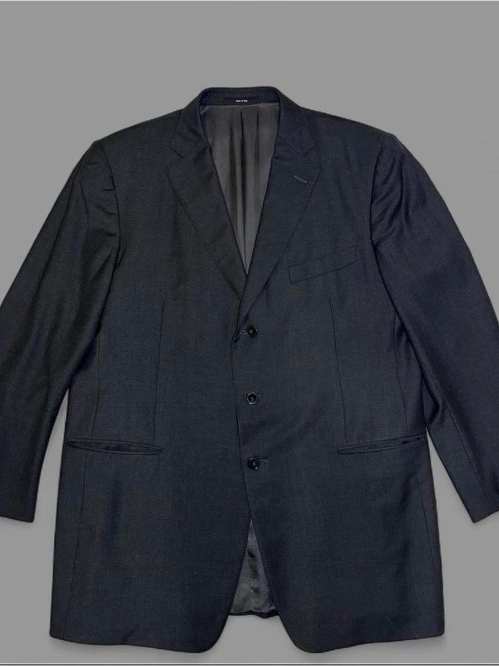 Ermenigilda Zegna Charcoal Gray 100% Wool 3-Button Suit Jacket Blazer - 48L